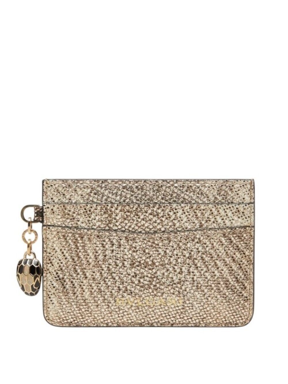 Bvlgari Serpenti Forever Card Case Gold Leather